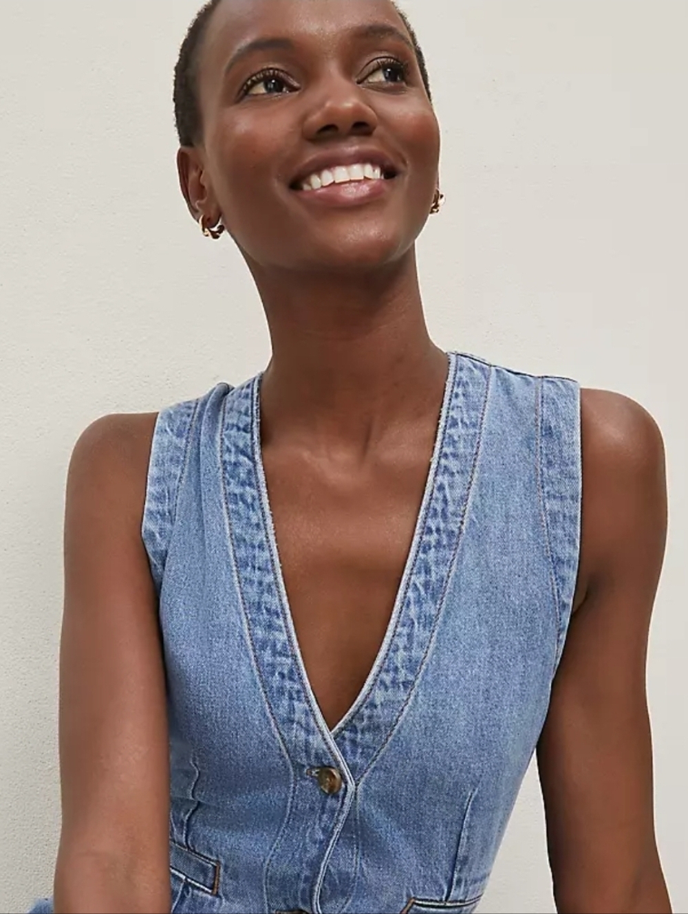 Ann Taylor Long Blue Denim Sleeveless ⁸Jumper Dress 16 - Picture 2 of 9